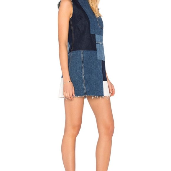 NWT GRLFRND Heidi Denim Patchwork Dress Sz Small - Picture 2 of 8